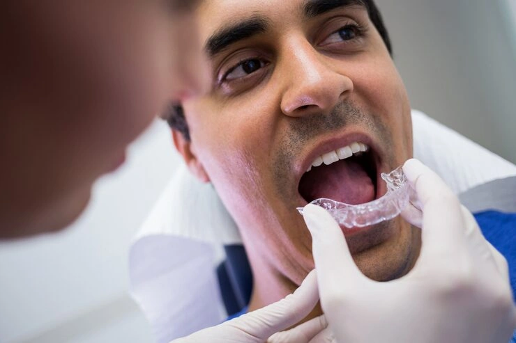dentist assisting patient wear invisible braces 107420 73951